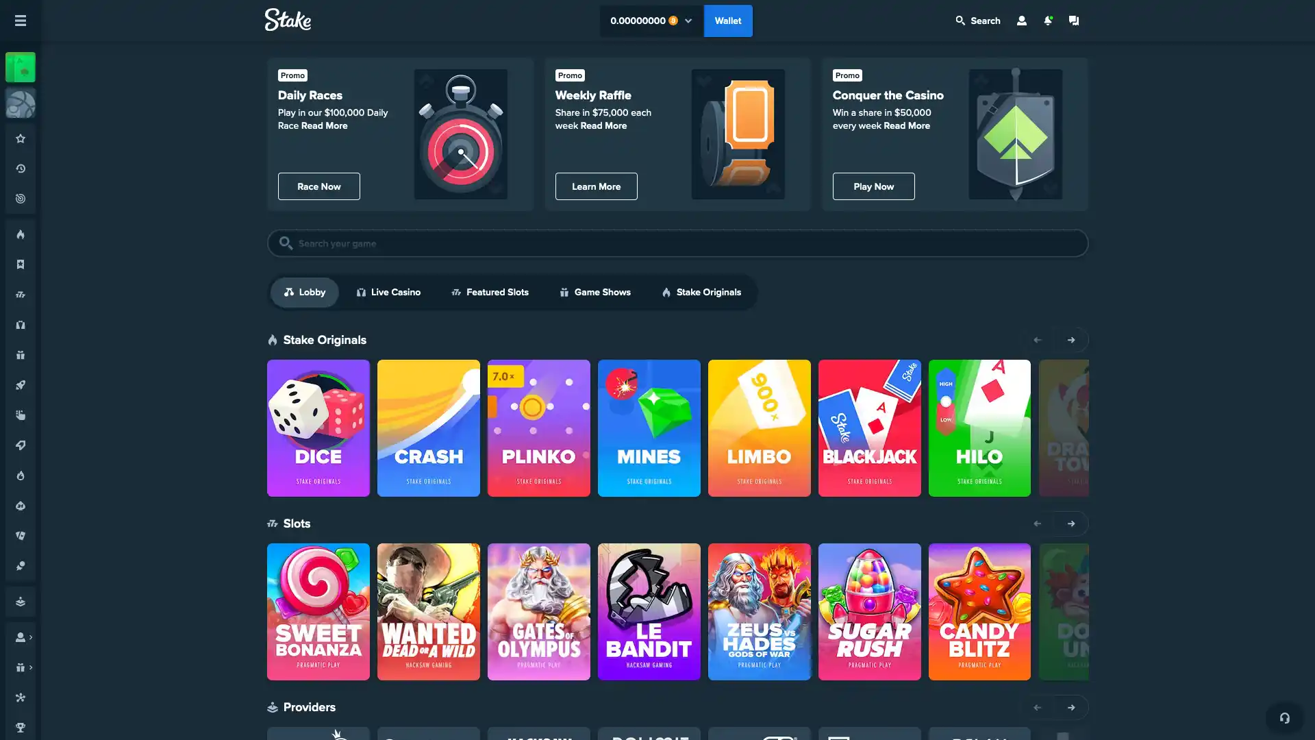 Catalogue de jeux de casino Stake avec machines à sous et jeux de table